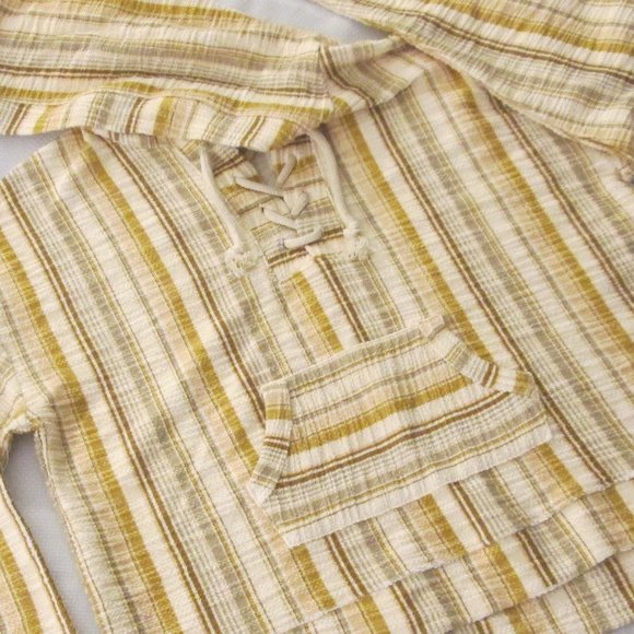 🤎 SO BROWN MULTI-COLOR OVERSIZED STRIPE PLAID LACE-UP HOODIE – SIZE S - Picture 2 of 12